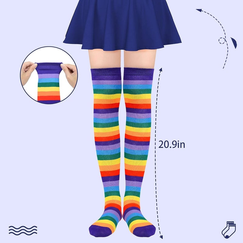 Zando Womens Thigh High Socks Striped High Knee Socks Knee High Socks for Cosplay Long Socks Over the Knee Leg Warmers - Image 1